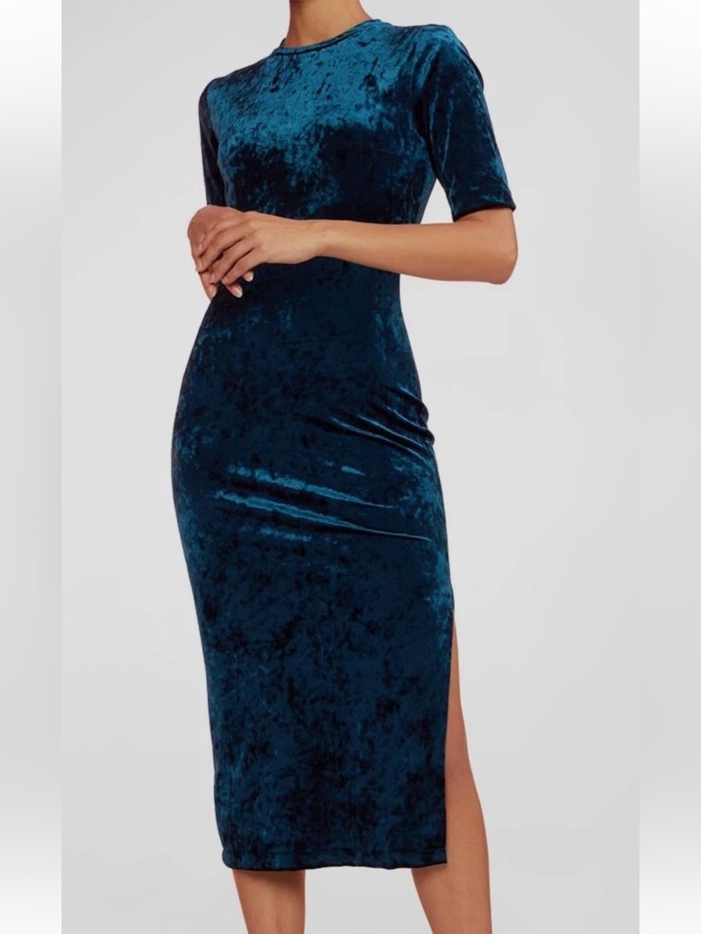 Cynthia Rowley Crushed Velvet Midi Dress